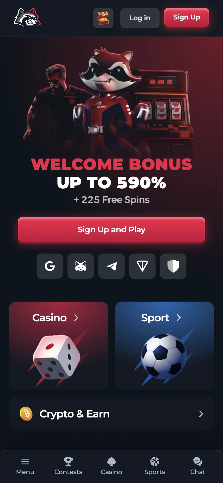 BetFury homepage on a phone, logged out, Oct 3, 2026